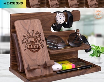 Carpenter Gift for Woodworker on Carpenters Day. Personalized Handyman Gift for Wood Working.Custom Men Docking Station with Carpenter Tools