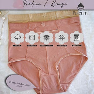 100% Natural Cotton High Waist Panty for Women 2-Pack, High Waited Shaping Underwear, Valentines Day Gift for Her, Palermis
