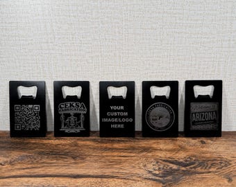Custom Credit Card Bottle Opener – Personalized Wallet-Sized Stainless Steel Opener – Groomsmen, Wedding, Party Favors