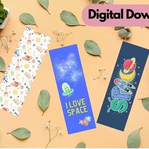 5 Cute Printable Bookmarks for Kids Instant Pdf Digital Download Space ...