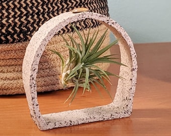 Desk air plant decor, Small air plant holder desk, Ceramic holder hanging, Shelf decor home with air plants.