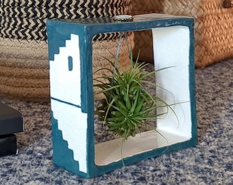 Boho Square Pot Air Plant Holder - Handmade Ceramic Planter for Unique Home Accents