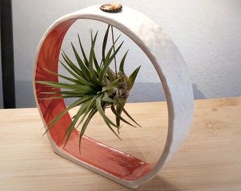 Holder for one air plant, Air Plant ceramic display for desk, Office Desk Plant Gift, Air plant pot,