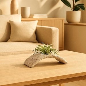 Japandi Ceramic Sculpture | Air Plant Holder | Minimalist Stoneware Decor | Handmade Pottery Gift