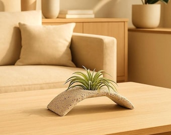 Scultura in ceramica Japandi / Porta piante aeree / Decorazione minimalista in gres / Regalo in ceramica fatto a mano