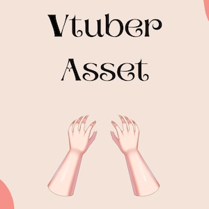 Puede incluir: Dos manos animadas con uñas largas y puntiagudas, que se estiran hacia arriba con las palmas hacia afuera. Las manos son de un tono de piel claro y están sobre un fondo rosa claro. El texto "Vtuber Asset" está en la parte superior de la imagen.