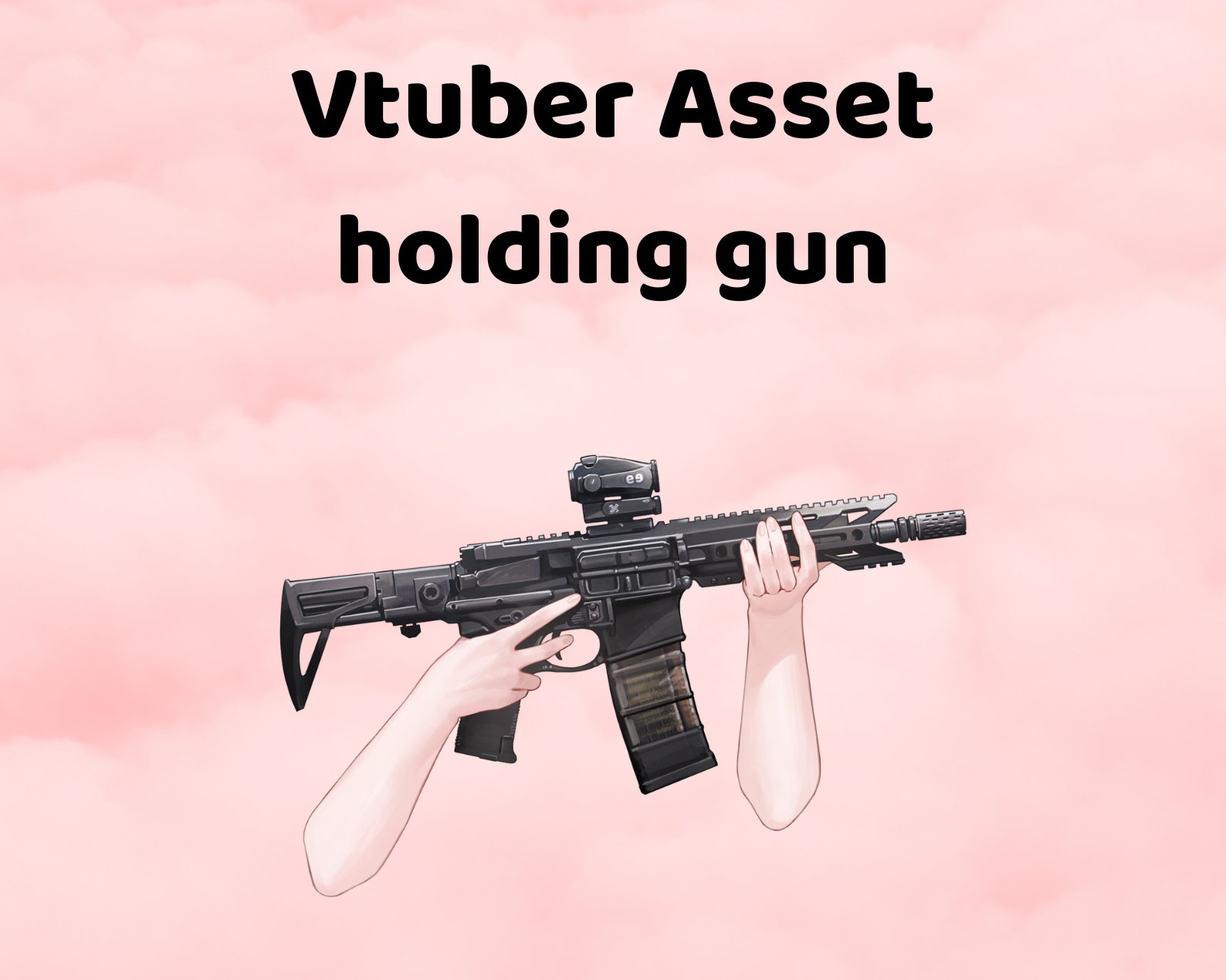 Vtuber Asset Holding Black Gun PNG Download Etsy