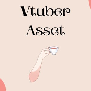 Puede incluir: Una mano sosteniendo una taza de té blanca con té rojo dentro. El texto "Vtuber Asset" está escrito en negro encima de la mano.