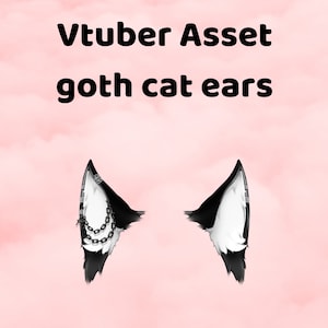 Vtuber Asset Gothic Black Chain Cat Ears PNG Download
