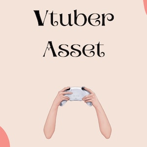 Könnte beinhalten: Illustration von zwei Händen, die einen weißen Videospiel-Controller halten. Der Text "Vtuber Asset" befindet sich über den Händen.