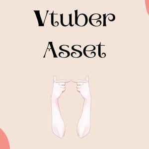 Puede incluir: Un fondo rosa y blanco con el texto "Vtuber Asset" en negro. Se muestran dos manos blancas haciendo un signo de "paz" con los dedos.