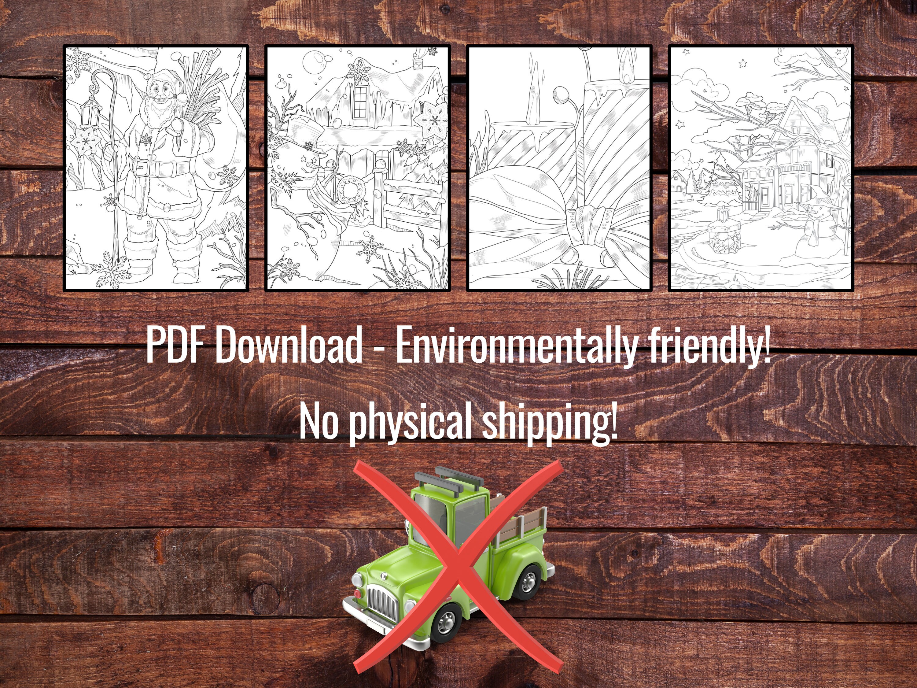 Cozy Christmas Coloring Book Santa Claus Presents Tree Etsy