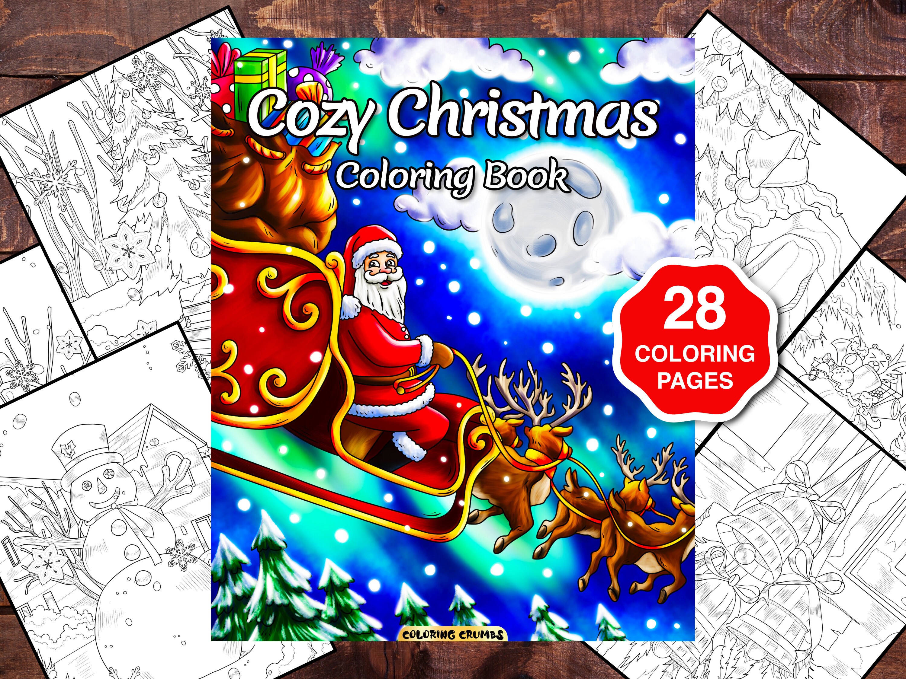 Cozy Christmas Coloring Book Santa Claus Presents Tree - Etsy