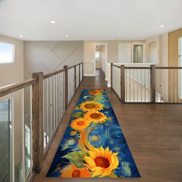 Van Gogh Desing Rug, Sunflowers Rug,Runner Rug,Runner Desgin Rug, Art Rug, Living Room Rug,Personalized Rug, Popular Rug, Gift Rug