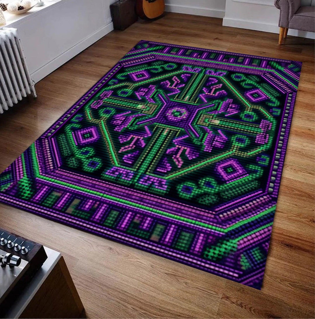 8 Bit Rug 8 Bit Pixel Art Design Rug,purple Rug Design Rug,colorfull Design Rug ...