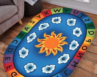 Play Mat ,Kids Play  Rug,Oval Rug,Rug for Living Room,Door Rug,Custom Rug, Alphabet Rug