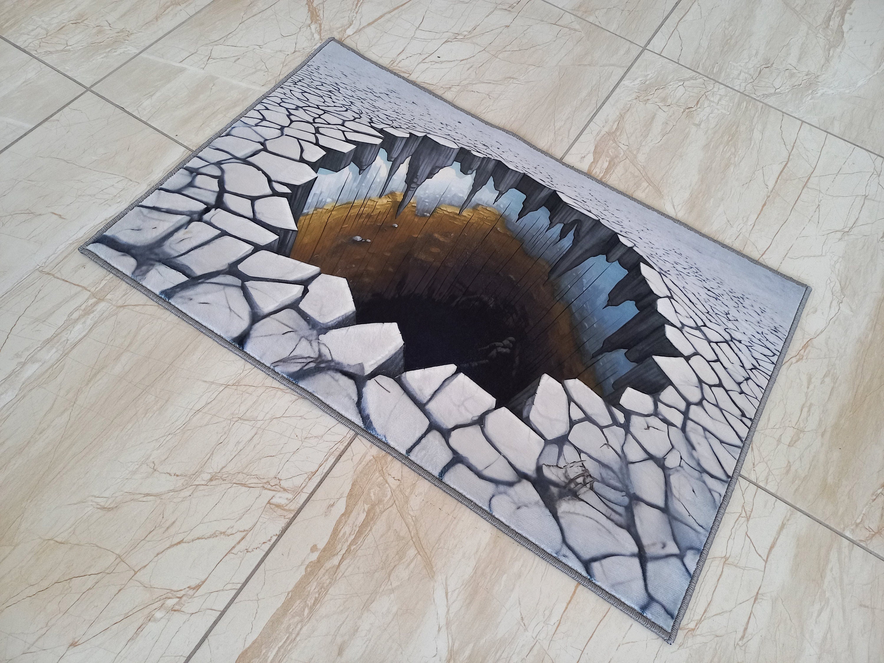 3D Rug Deep Hole Rug 3D Huge Crack Illusion Rugoptical Etsy