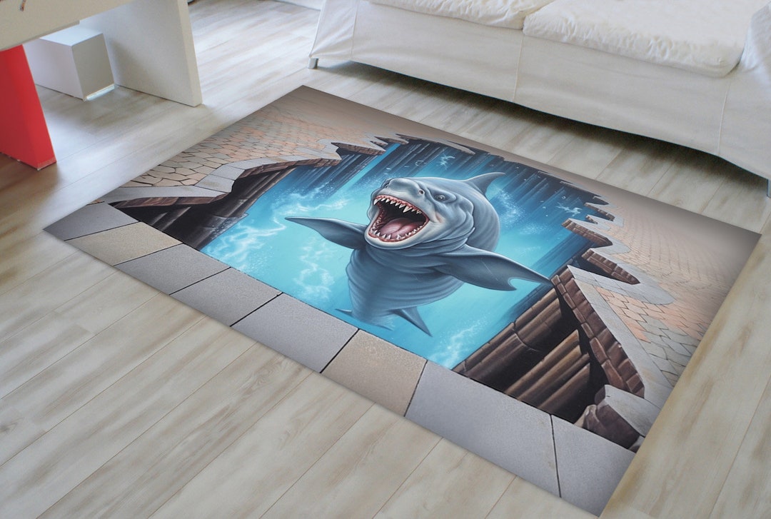 3D Rug, 3D Shark Design, Deep Hole Rug, 3D Huge Crack, Illusion Rug ...
