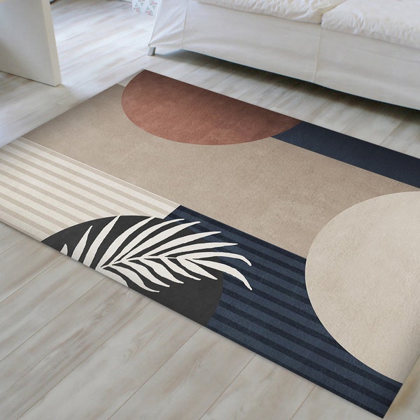 Mid Century, Modern Art Rug,Living Room Rug,Neutral Abstract Geometric Rug ,Mid Century Modern Rug,  Mid Century Kitchen Rug, Mid Century