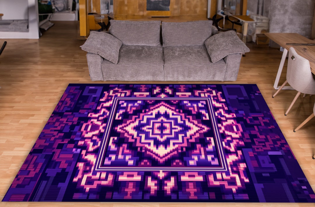 8 Bit Rug 8 Bit Pixel Art Design Rug,purple Rug Design Rug,colorfull Design Rug ...
