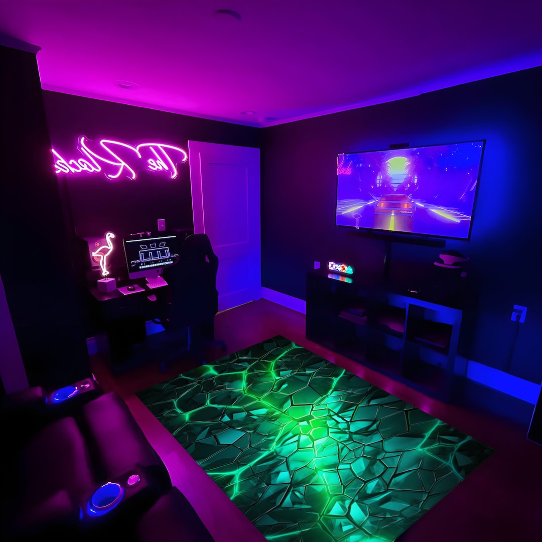Green Neon Rug,cool Rug,gaming Illusion Rug, E-spor Rug,neon Look Rug ...