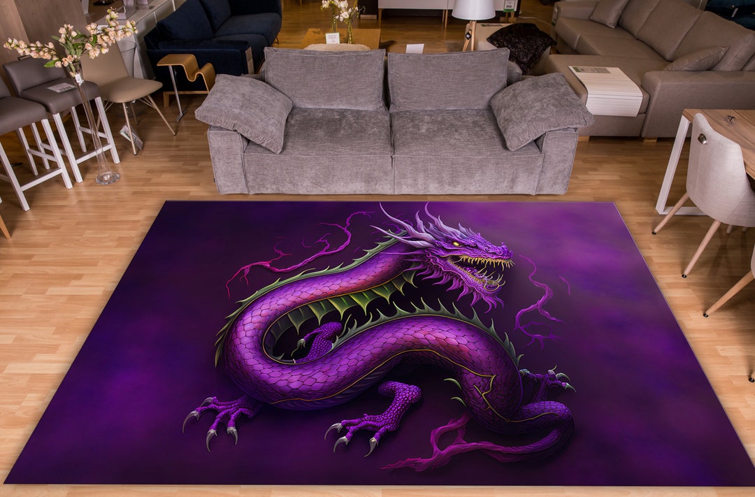 Dragon Rug Irl Dragon Rug, Purple Rug, Chinese Dragon Rug, Legendary Rug, Area Rug ...
