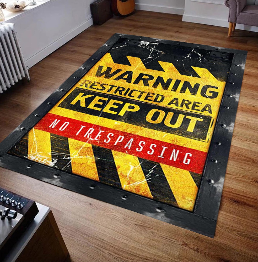 Caution Rug Warning Text Design Rug ,keep Out,restricted Area,no Trespassing,no ...