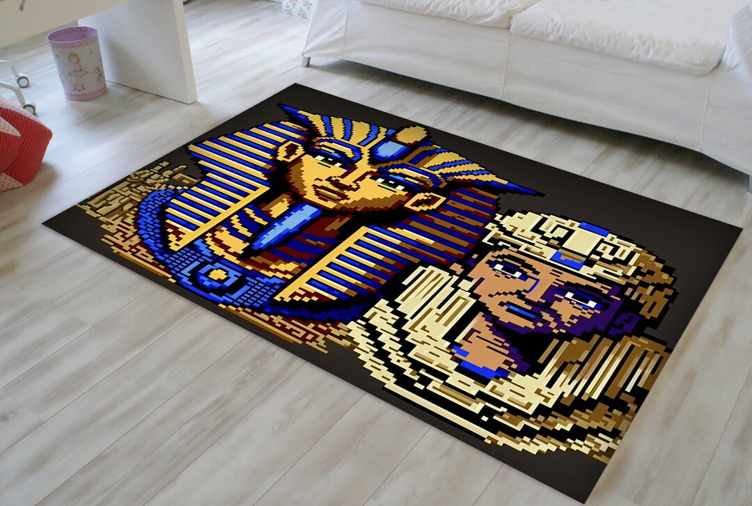 Pixel Art Egyptian Rug,egyptian Mtythology Rug,pixel Art Rug,osiris and ...