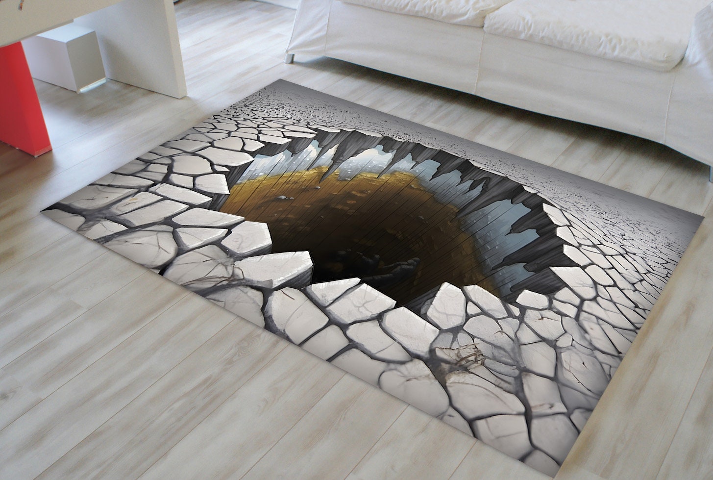 3D Rug, Deep Hole Rug, 3D Huge Crack, Illusion Rug,optical Illusion Rug