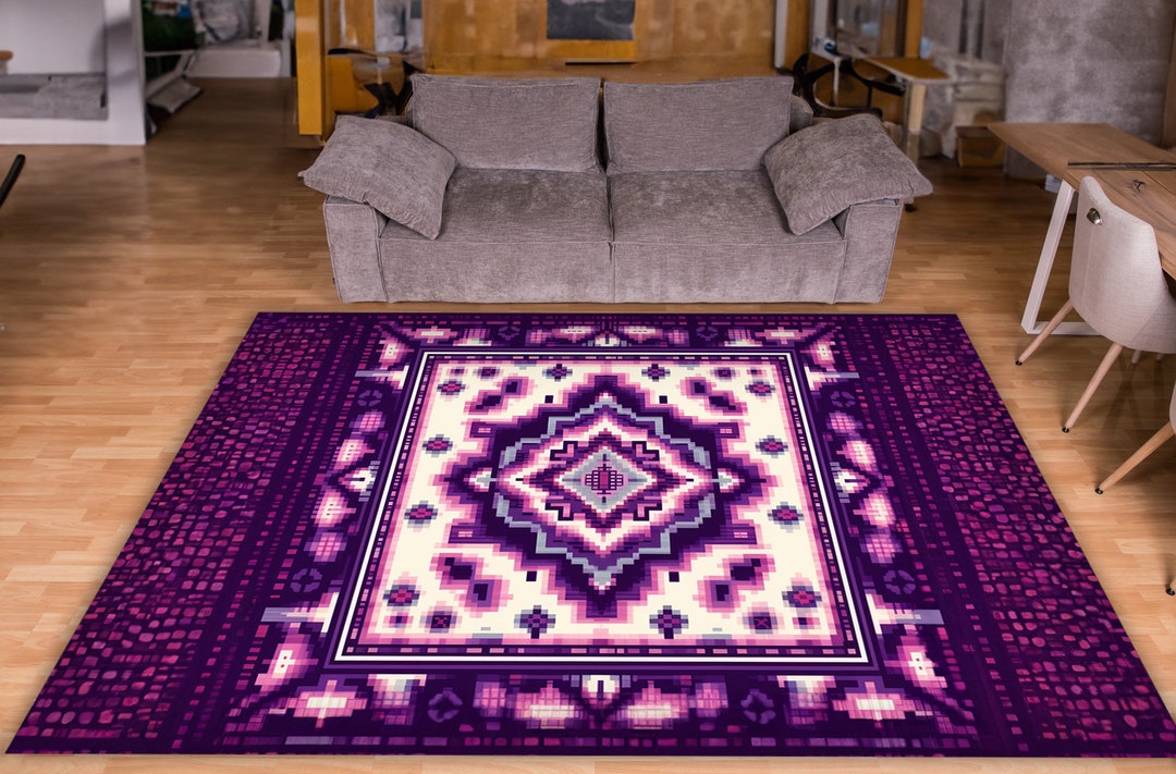 8 Bit Rug 8 Bit Pixel Art Design Rug,purple Rug Design Rug,colorfull Design Rug ...