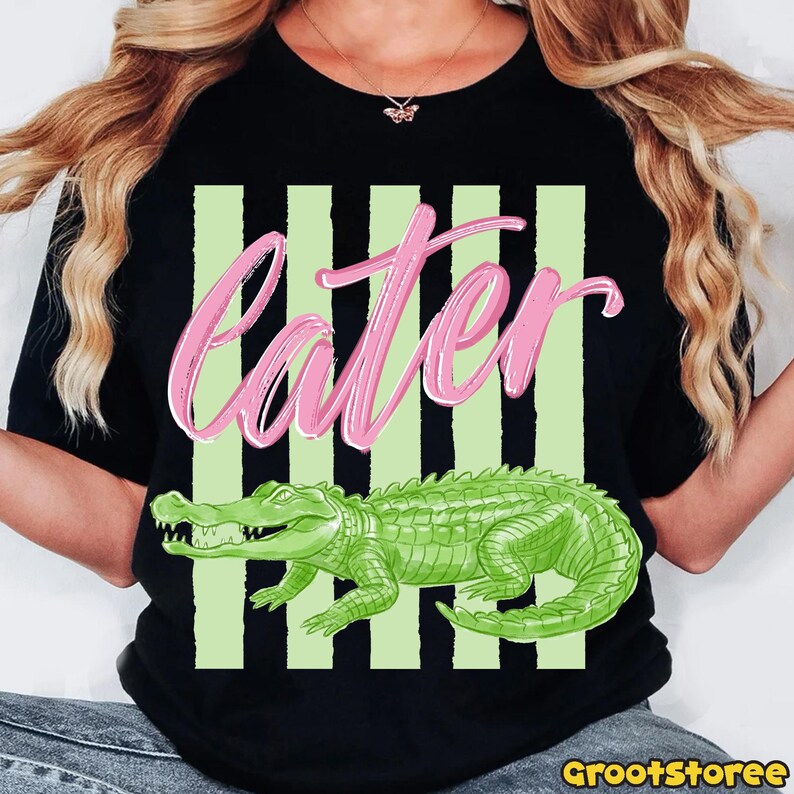 Alligator Script Everyday Later Gator PNG, Girly Trendy Kid Design, Pink Preppy Summer ...
