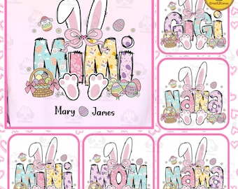 Custom Mama Easter Png Bundle, Easter Coquette Bow Png, Mini, Nana, Gigi, Retro Easter Egg Png, Easter Bunny Png, Floral Spring Png