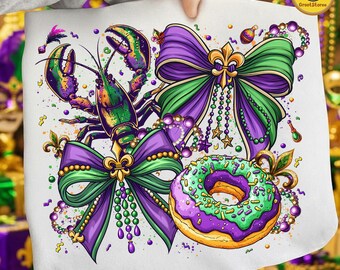 Trendy Brushstroke Mardi Shirt PNG, Mardi Gras Carnival PNG, Retro Coquette Bow, Mardi Gras Y’all Design, Fleur De Lis Louisiana Clipart PNG