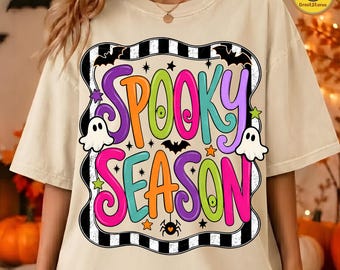 Trendy Spooky Season PNG, Trick Or Treat Halloween PNG, Preppy Fall Shirt Design, Hand Drawn Halloween Graphic, Sublimation Digital Download