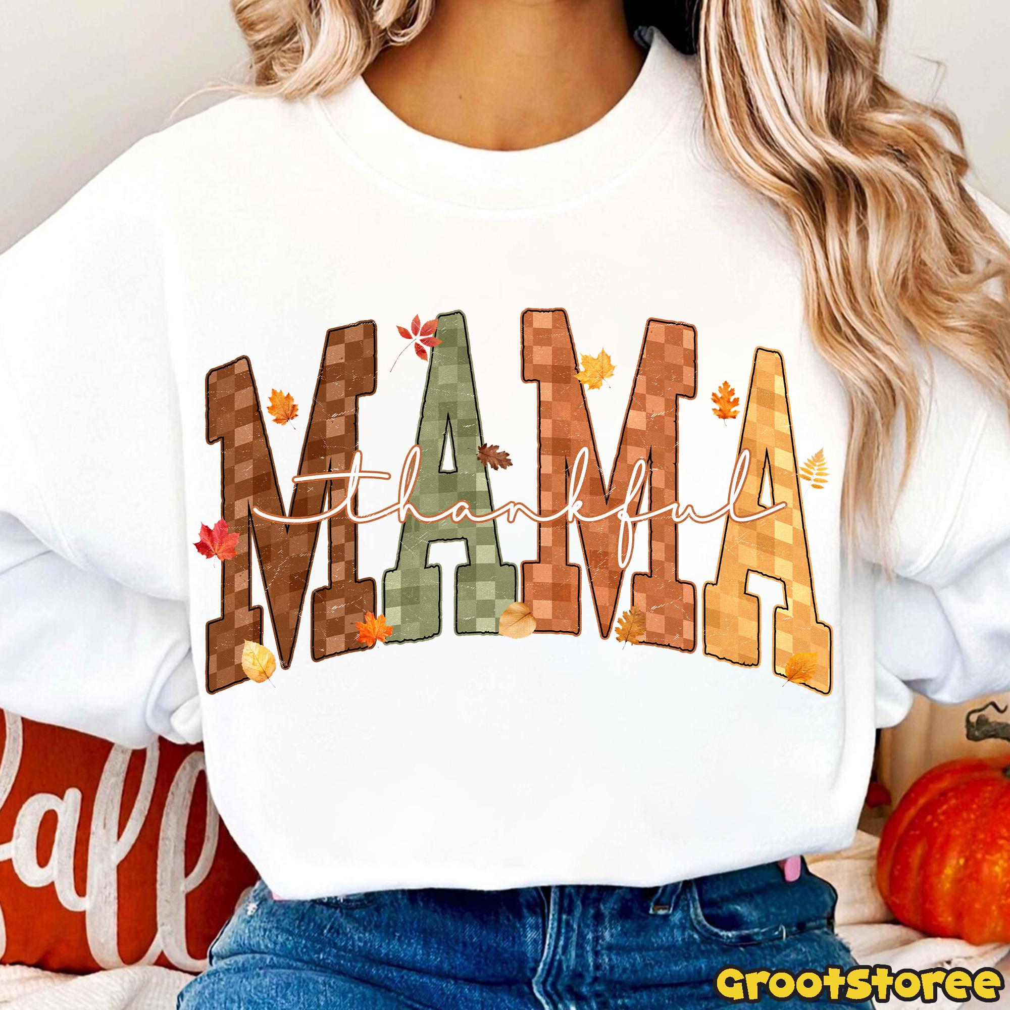 Thankful Mama Checkered Lightweight Sweatshirt