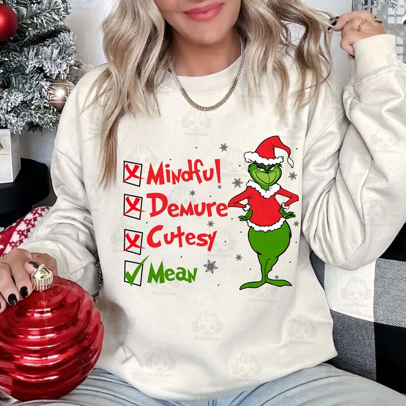 Mindful Demure Cutesy Mean Png, Christmas Mean Guy Png, Christmas 90s