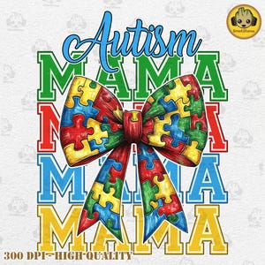 Autism Awareness Coquette Png, Retro Autism Mama PNG, Autism Bow PNG, Autism Advocate Png, Special Education, Neurodiversity Png