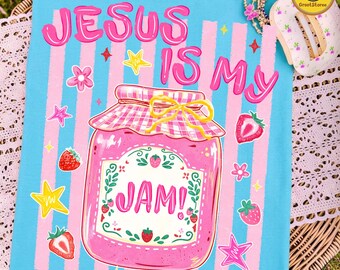 Christian Faith PNG, Jesus Is My Jam Shirt Design, Preppy Summer Women Sublimation, Religious Quote PNG, Digital Download