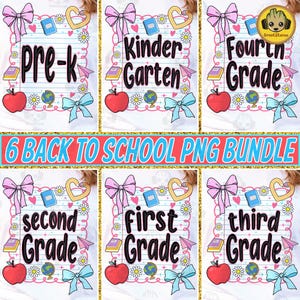 Back To School Png Bundle, Preppy Teacher Png, First Day Of School Png,  Girly Coquette Sublimation, Pink Bow Pre-k 1st/2nd/3rd/4th Grade