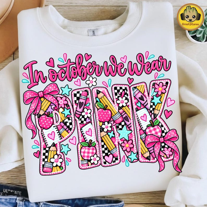 Pink Ribbon Teacher PNG, Breast Cancer Awareness Design, in October We ...
