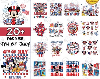 20+ muis 4 juli PNG-bundel, cartoon 4 juli png, Fourth of July-ontwerpen, Independence Day-bundel, 4 juli png, sublimatieontwerp