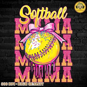 Softball Mama Drip Png, Softball Ice Cream Drip Png, Mama Softball Png, Game Day Softball Png, Softball Mom Dripping Png