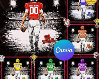 Bundle Canva bearbeitbare Fußballmaskottchen-Vorlage, benutzerdefinierte Fußball High School Sublimation, Spieltag Fußball Canva-Vorlage, Fußball Mama Png
