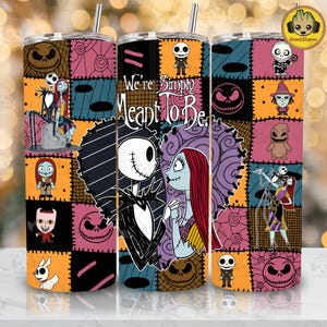 Bicchiere da 20 oz di Halloween Friends Png, Incubo di Halloween Cartoon Png, Bicchiere da 20 oz Skinny Tumbler Png di Halloween Nightmare Couple, Download digitale