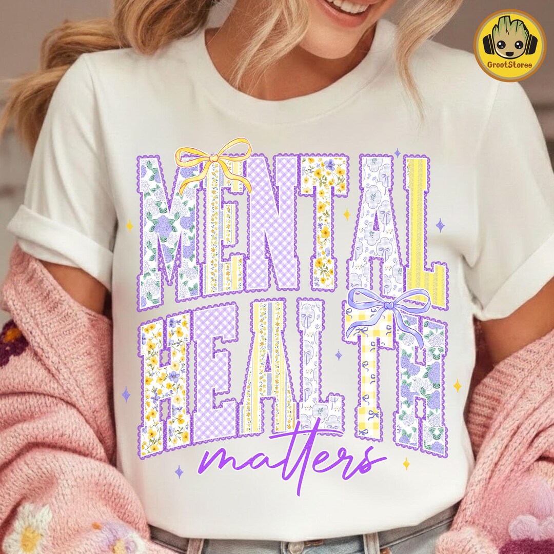Mental Health Awareness PNG, Purple Yellow Glitter Floral Design ...