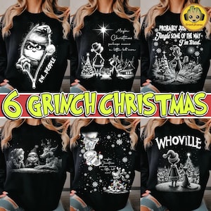 6 Christmas Thief PNG Bundle, Merry Greenmas PNG, Holiday Green Mean Guy Friends PNG, Trendy Halftone Christmas Characters Shirt Design