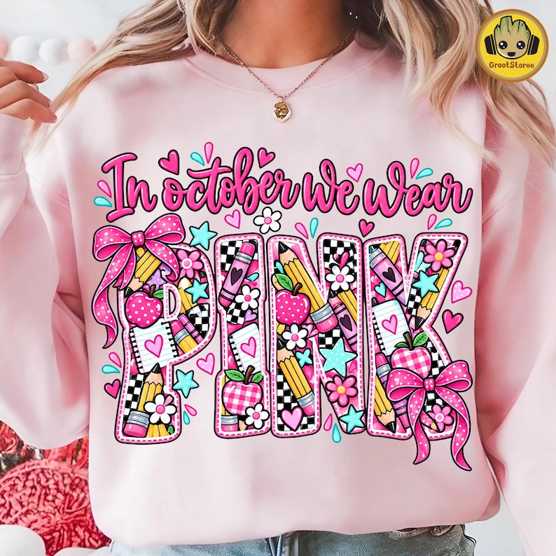 Pink Ribbon Teacher PNG, Breast Cancer Awareness Design, in October We ...