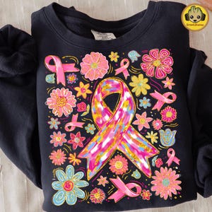 Boho Hippie Floral Breast Cancer Png, In October We Wear Pink Png, Coquette Breast Cancer Png, Breast Cancer Awareness Png, Pink Ribbon Png
