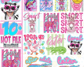 10+ Trendy Smart Ass Funny Animal Design, Royal Smart Donkey PNG, Summer Preppy Stripes PNG, Girly Kid Vogue Donkey Later Png, Racoon Png