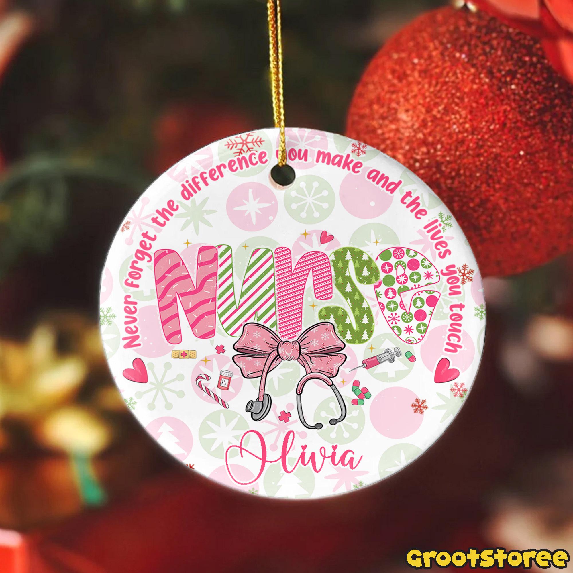Discover Personalized Nurse Christmas Ornament, Custom Nurse Gift, Nursing Appreciation Holiday Decoration, Ceramic Ornament